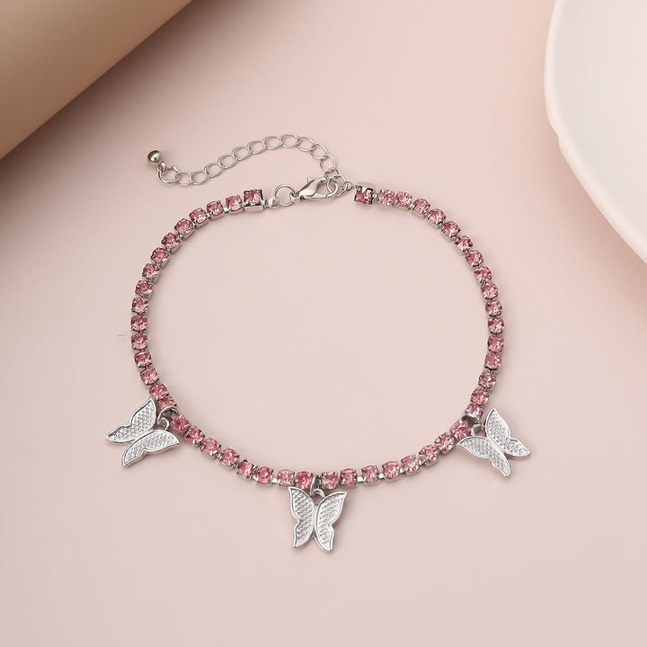 Ankle mai siffar malam buɗe ido mai siffar rhinestone