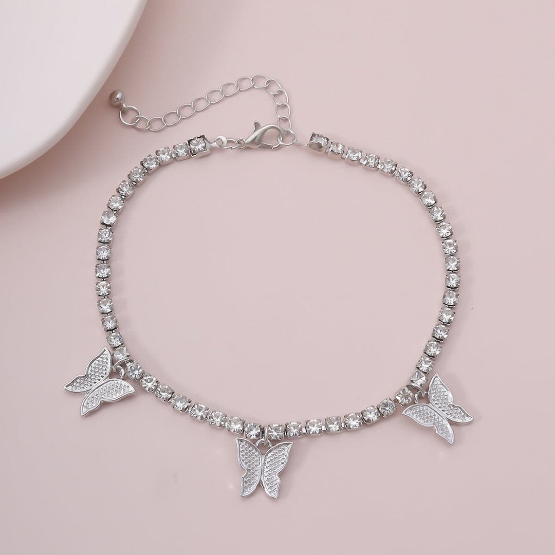 Ankle mai siffar malam buɗe ido mai siffar rhinestone