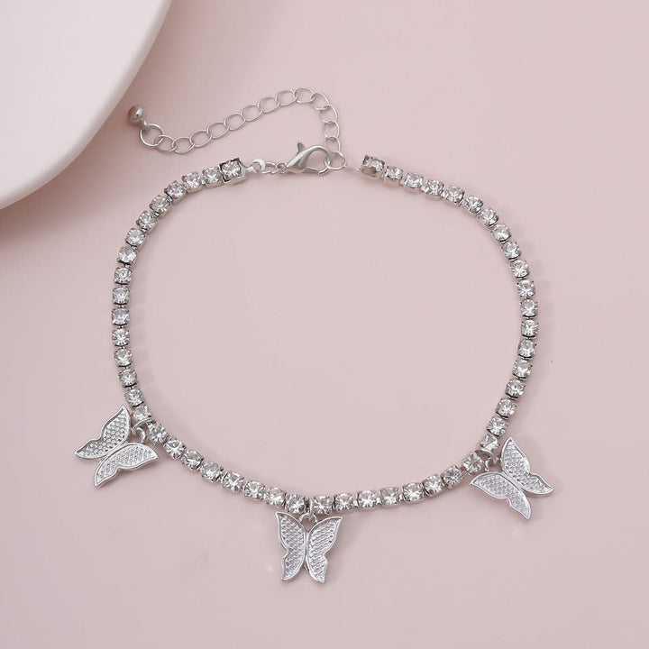 Ankle mai siffar malam buɗe ido mai siffar rhinestone