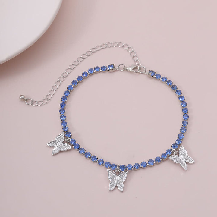 Ankle mai siffar malam buɗe ido mai siffar rhinestone