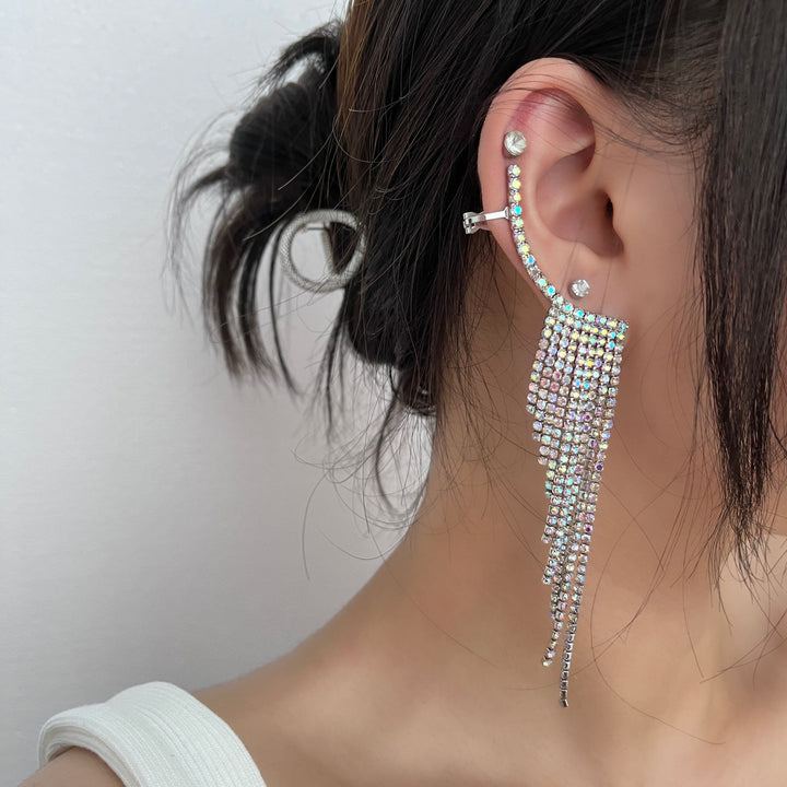 'Yan kunne marasa tsari na rhinestone masu lanƙwasa