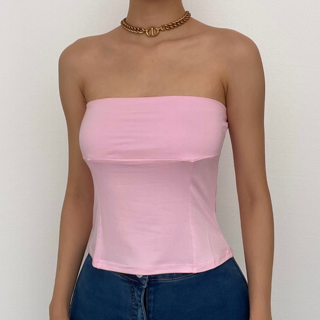 Solid backless sleeveless tube top