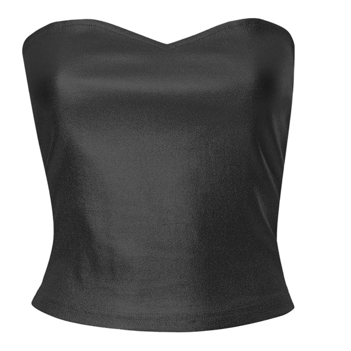 Backless metallic sweetheart neck solid tube top  | Festival Outfits Women