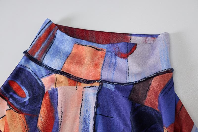 High neck printed mini dress - Halibuy