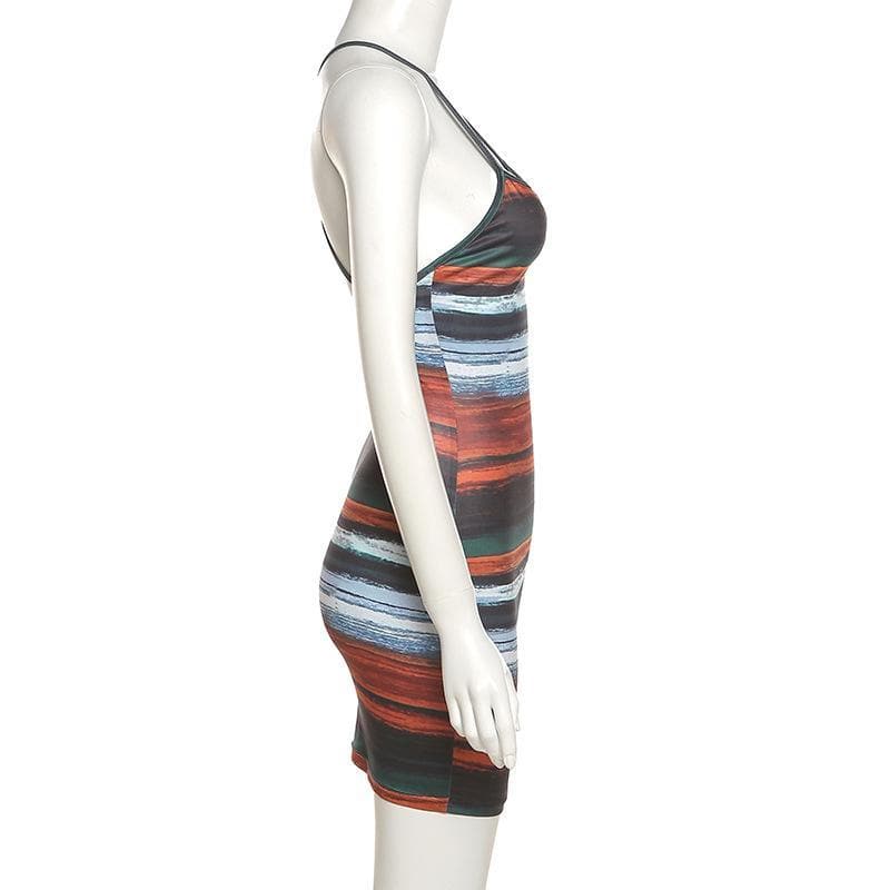 Multicolor cross cami bodycon dress - Halibuy