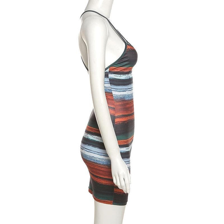 Multicolor cross cami bodycon dress - Halibuy