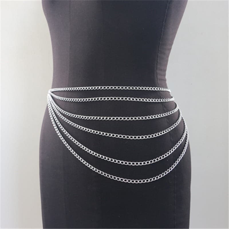 Layered metal waist chain