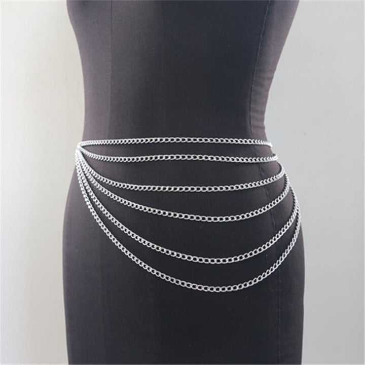 Layered metal waist chain