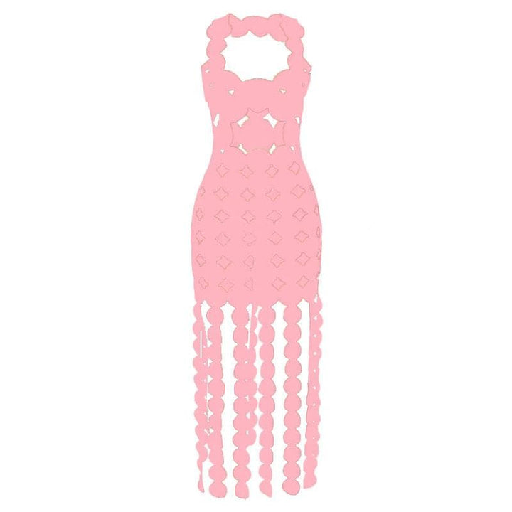 Hollow out backless sleeveless low cut solid cut out maxi dress