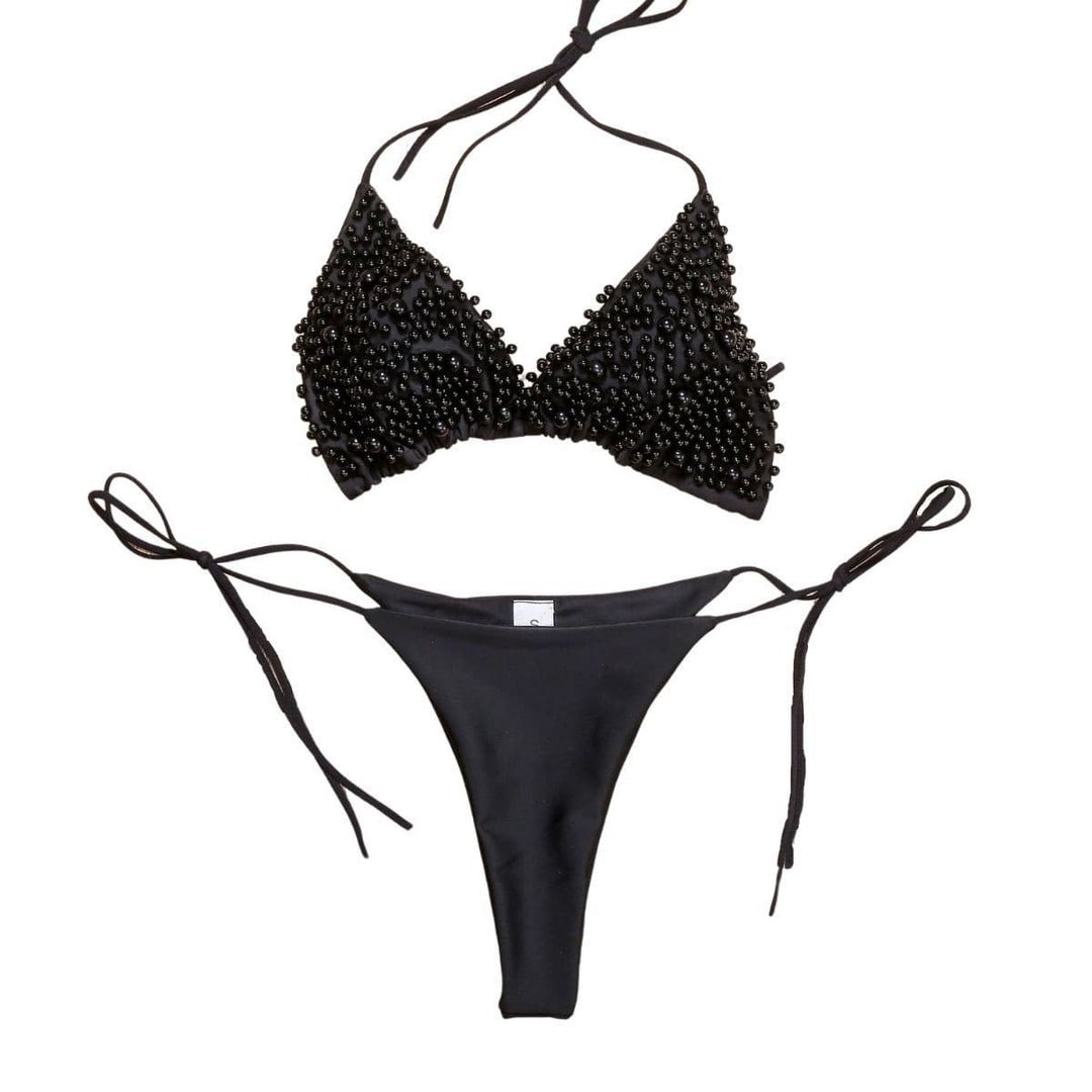 Kayan wanka na bikini mai laushi mara baya tare da sandar Pearl