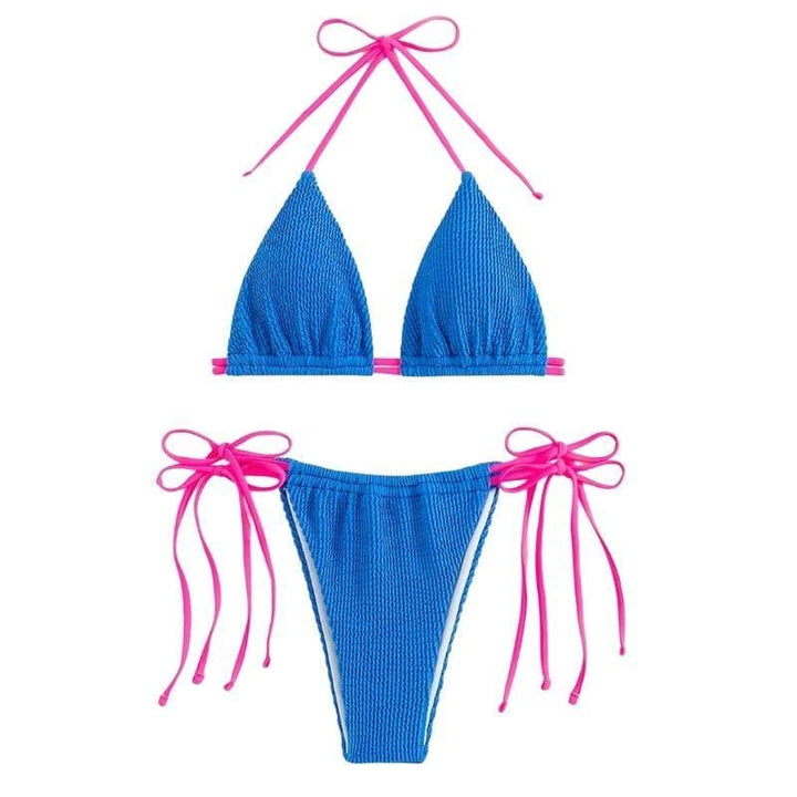 Kayan ninkaya na bikini masu kama da juna na Halter contrast
