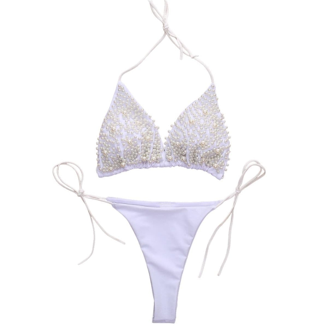 Kayan wanka na bikini mai laushi mara baya tare da sandar Pearl