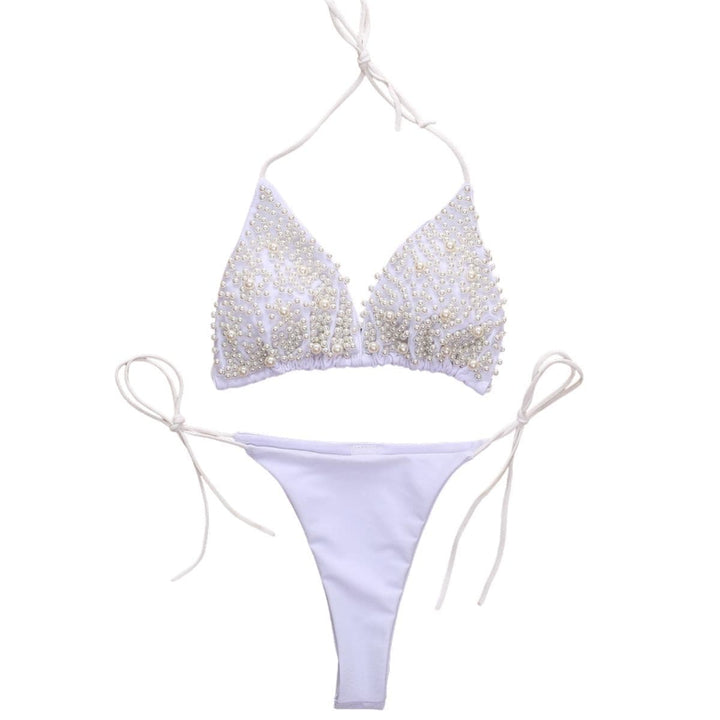 Kayan wanka na bikini mai laushi mara baya tare da sandar Pearl