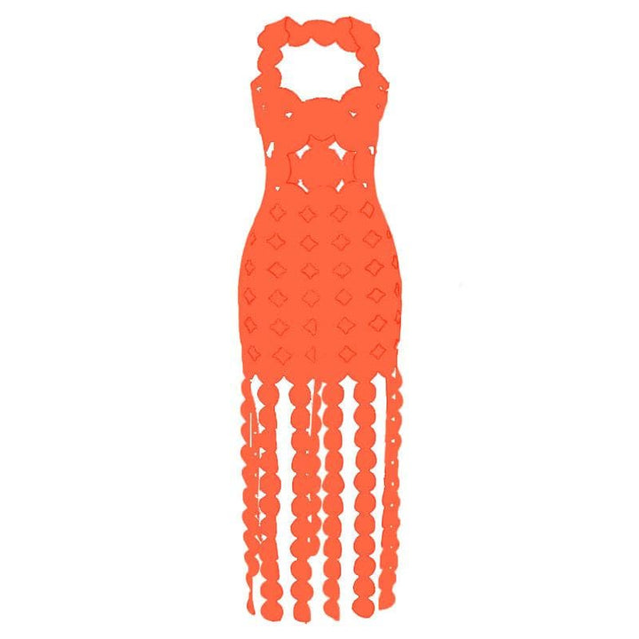 Hollow out backless sleeveless low cut solid cut out maxi dress