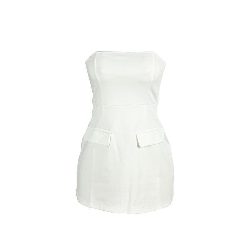 Backless solid stitch sleeveless tube mini dress  | Festival Outfits Women