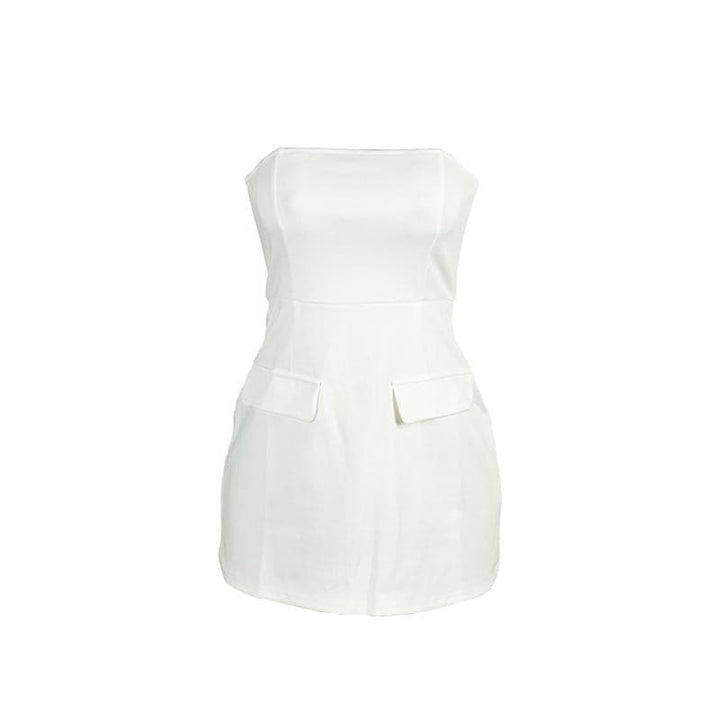 Backless solid stitch sleeveless tube mini dress  | Festival Outfits Women