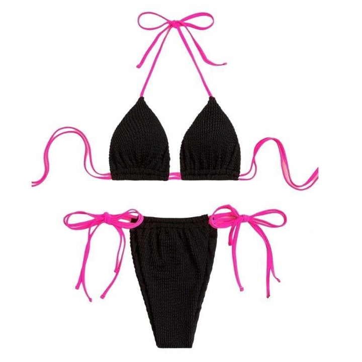 Kayan ninkaya na bikini masu kama da juna na Halter contrast