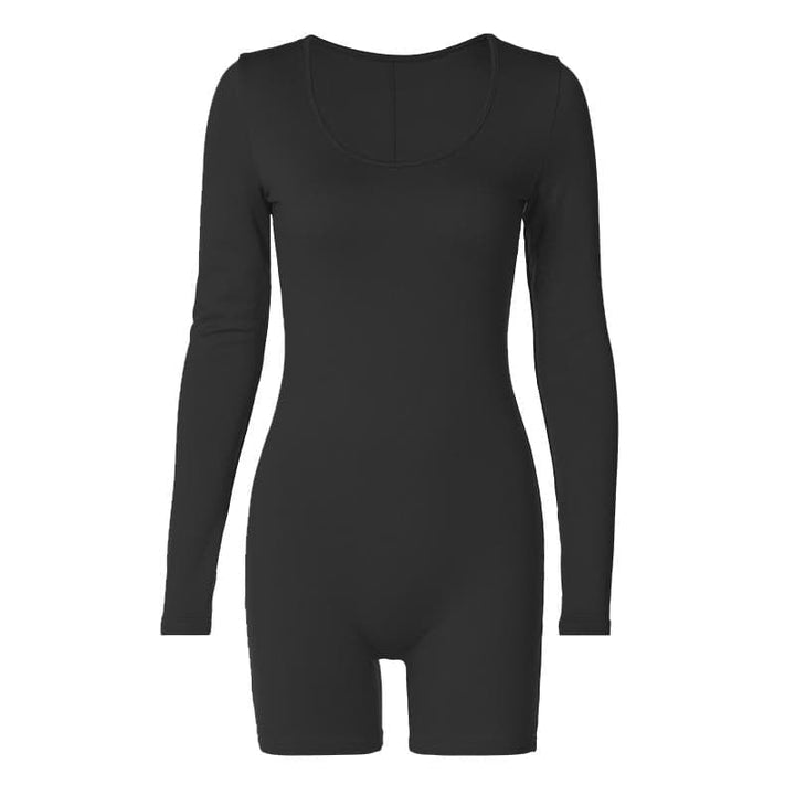 Solid u neck long sleeve romper  | Festival Outfits Women