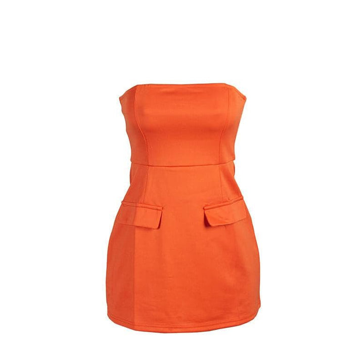 Backless solid stitch sleeveless tube mini dress  | Festival Outfits Women