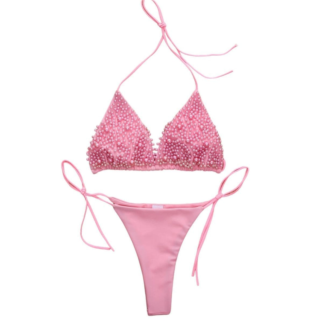 Kayan wanka na bikini mai laushi mara baya tare da sandar Pearl