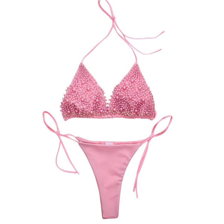 Kayan wanka na bikini mai laushi mara baya tare da sandar Pearl