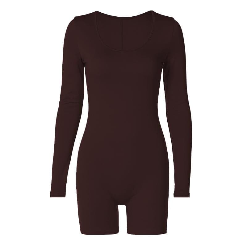 Solid u neck long sleeve romper  | Festival Outfits Women