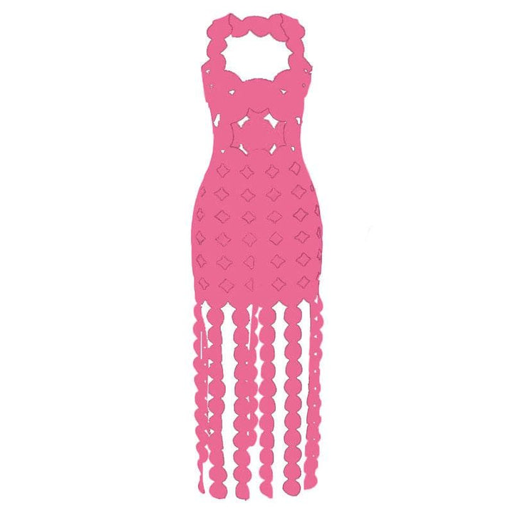 Hollow out backless sleeveless low cut solid cut out maxi dress