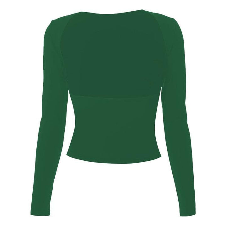 Hollow out solid long sleeve backless cut out top-final-sale