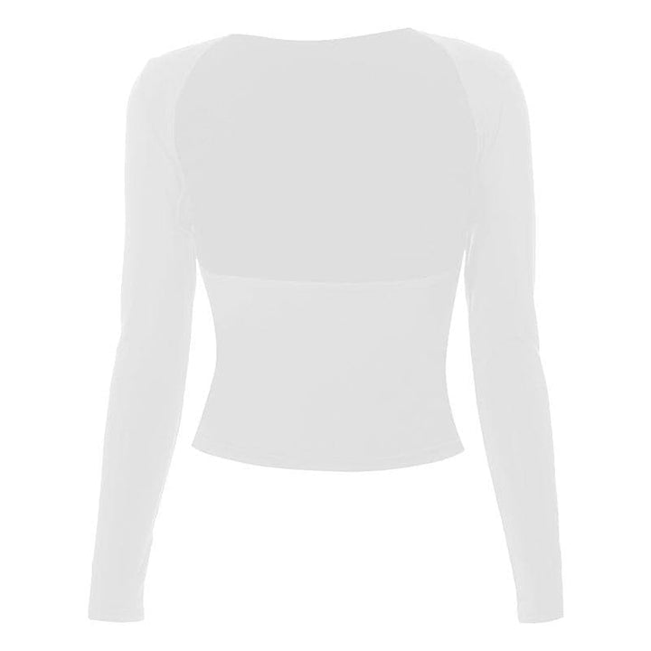 Hollow out solid long sleeve backless cut out top-final-sale