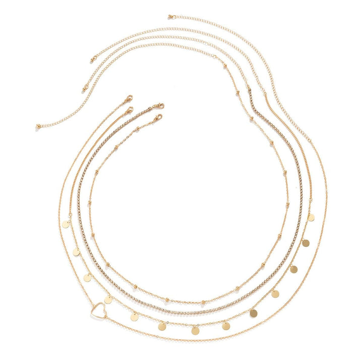 Heart rhinestone 4 pcs waist chain