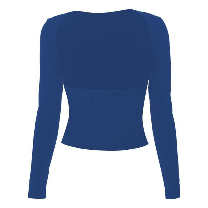 Hollow out solid long sleeve backless cut out top-final-sale