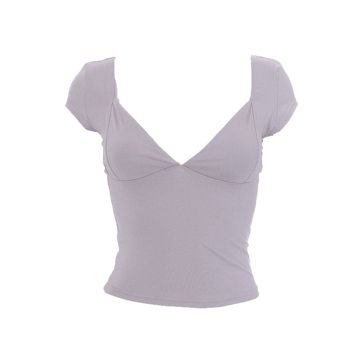 Low cut cap sleeve solid backless v neck top