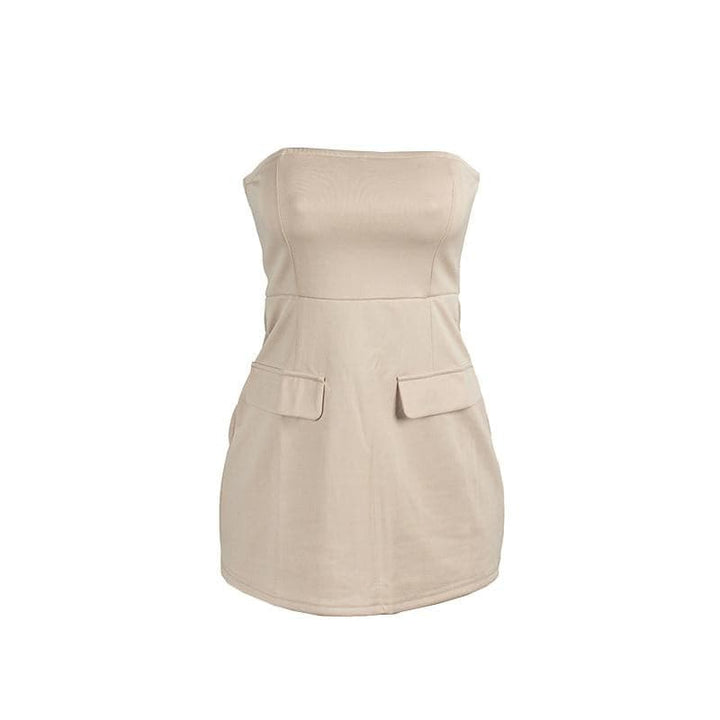 Backless solid stitch sleeveless tube mini dress  | Festival Outfits Women