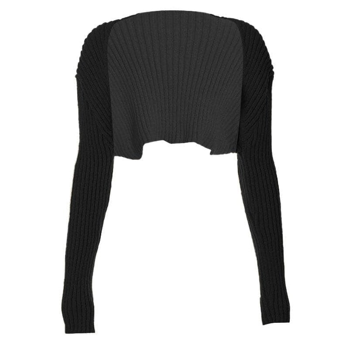 Long sleeve knitted solid shrug top-final-sale