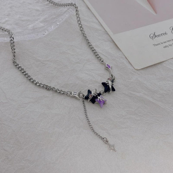 Star pendant irregular multicolor necklace