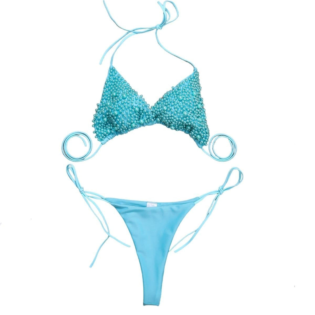 Kayan wanka na bikini mai laushi mara baya tare da sandar Pearl