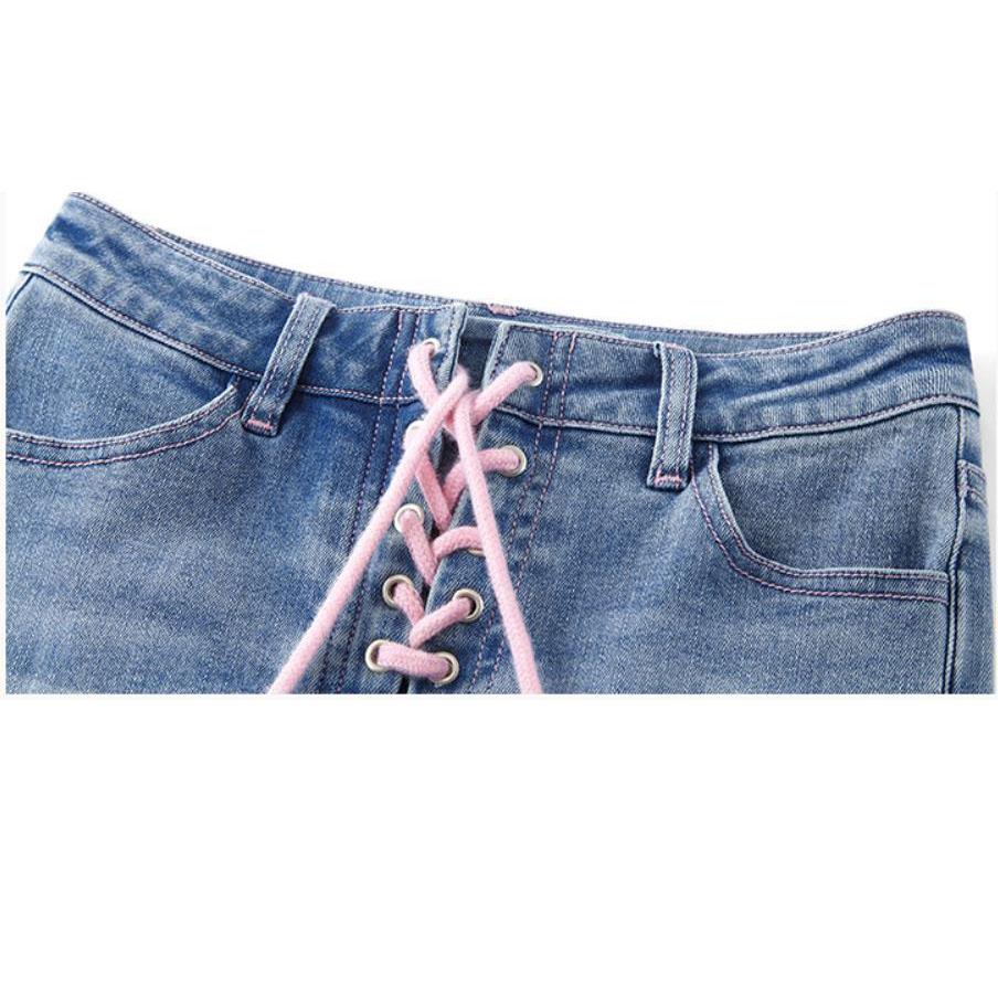 Contrast lace up self tie 2-way flared pant-final-sale