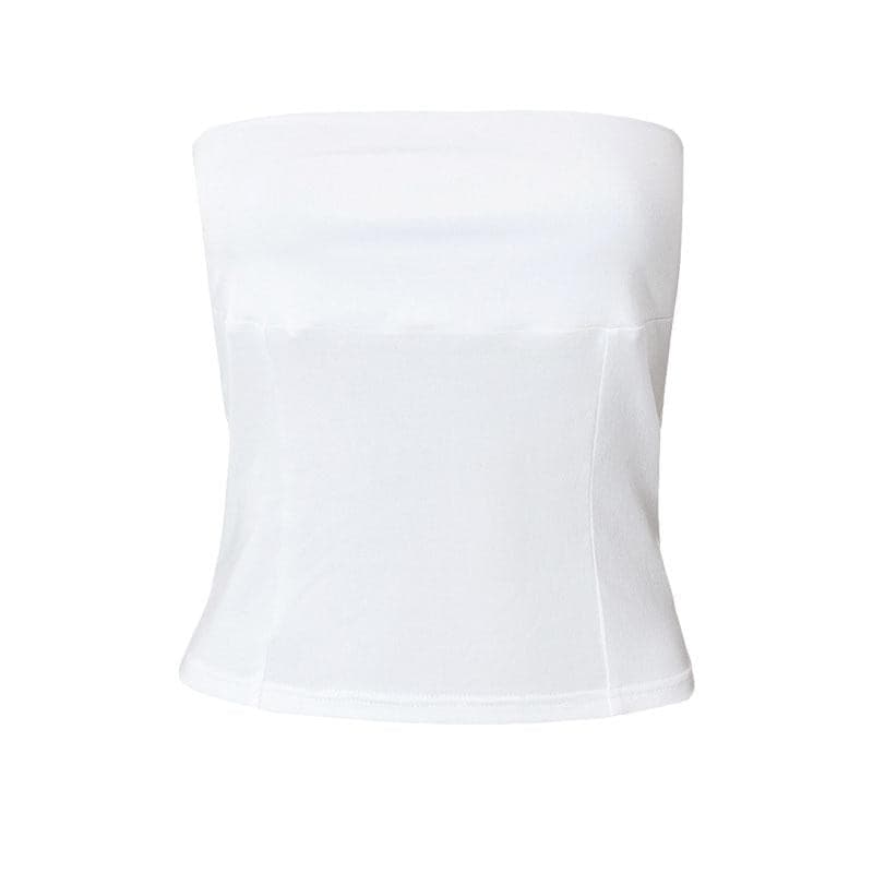 Solid backless sleeveless tube top