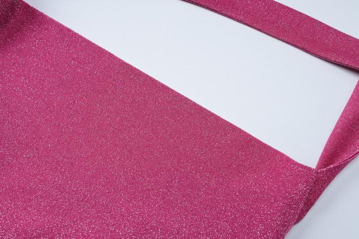 Halter o ring high slit glitter backless solid mini dress  | Festival Outfits Women