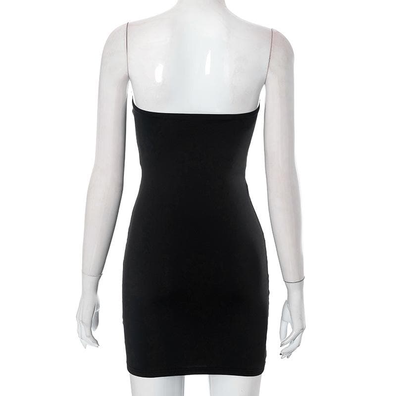 Hollow out bowknot solid backless tube cut out mini dress