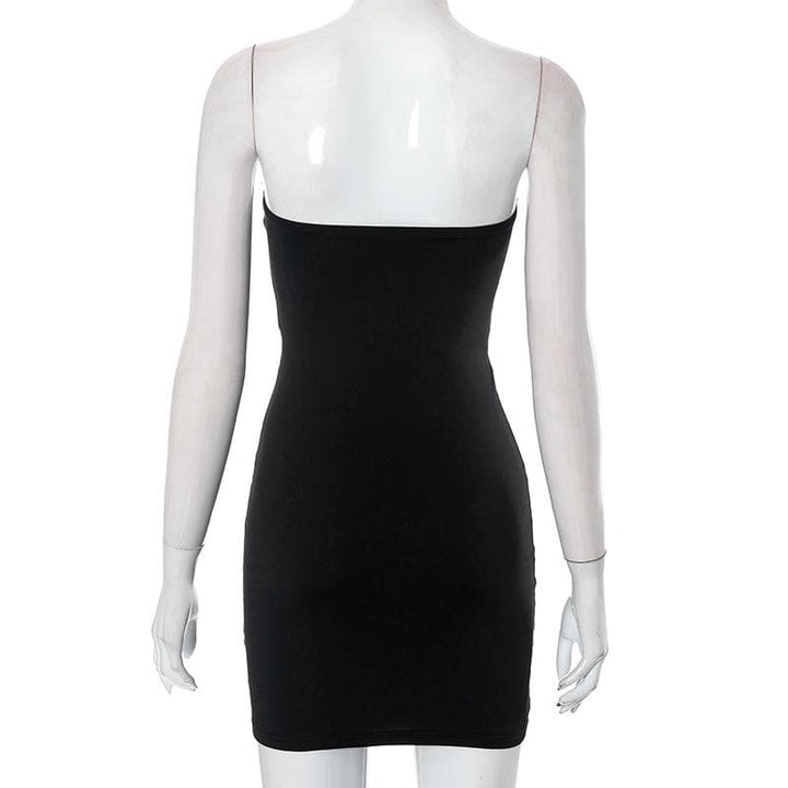 Hollow out bowknot solid backless tube cut out mini dress