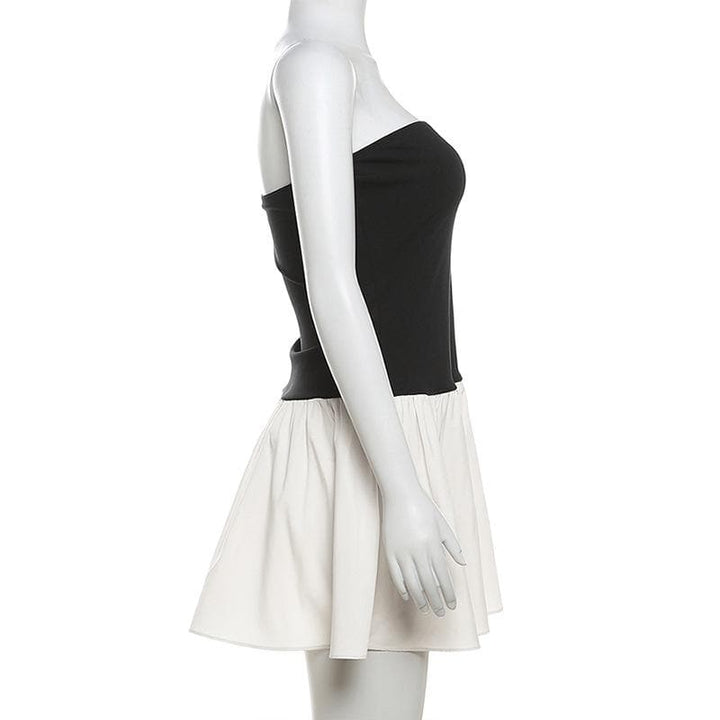 Ruched backless contrast sleeveless tube mini dress  | Festival Outfits Women