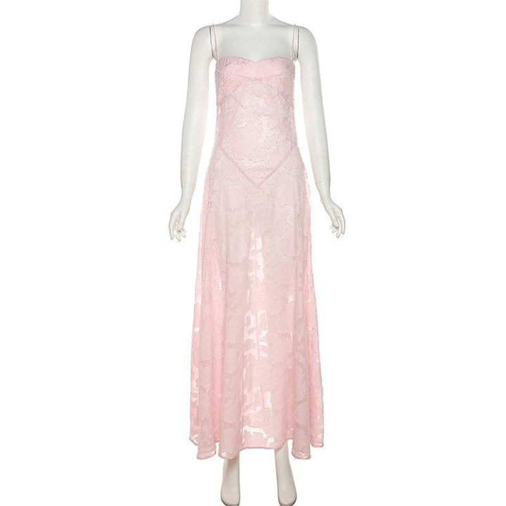 Textured solid zip-up spaghetti strap backless maxi dress