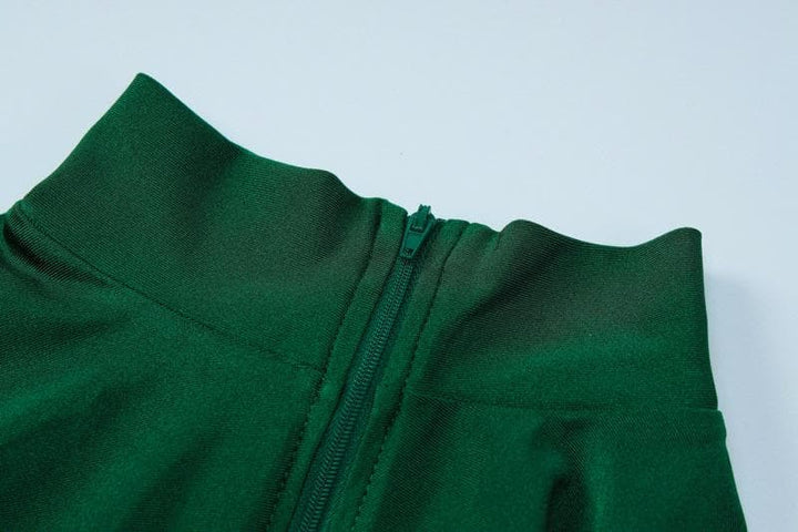 Zip-up solid long sleeve high neck romper  | Festival Outfits Women