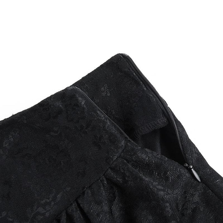 Button lace hem solid zip-up ruched mini skirt  | Festival Outfits Women