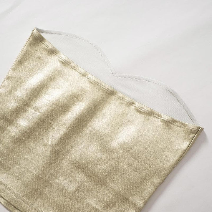 Backless metallic sweetheart neck solid tube top  | Festival Outfits Women