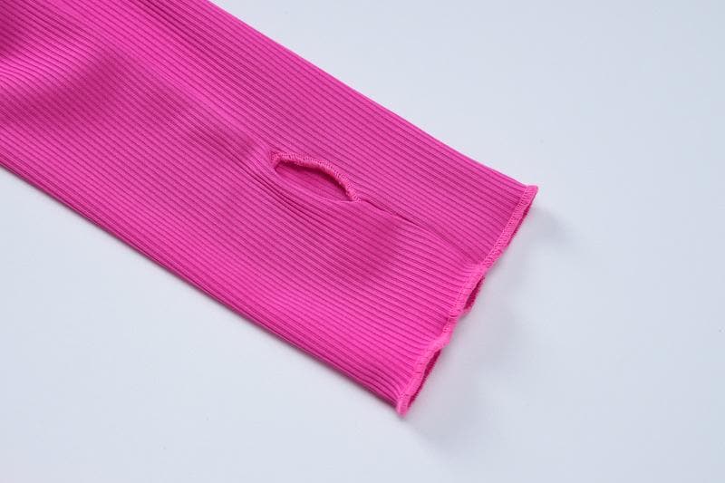 Ribbed solid long sleeve gloves lace up ruffle mini dress  | Festival Outfits Women