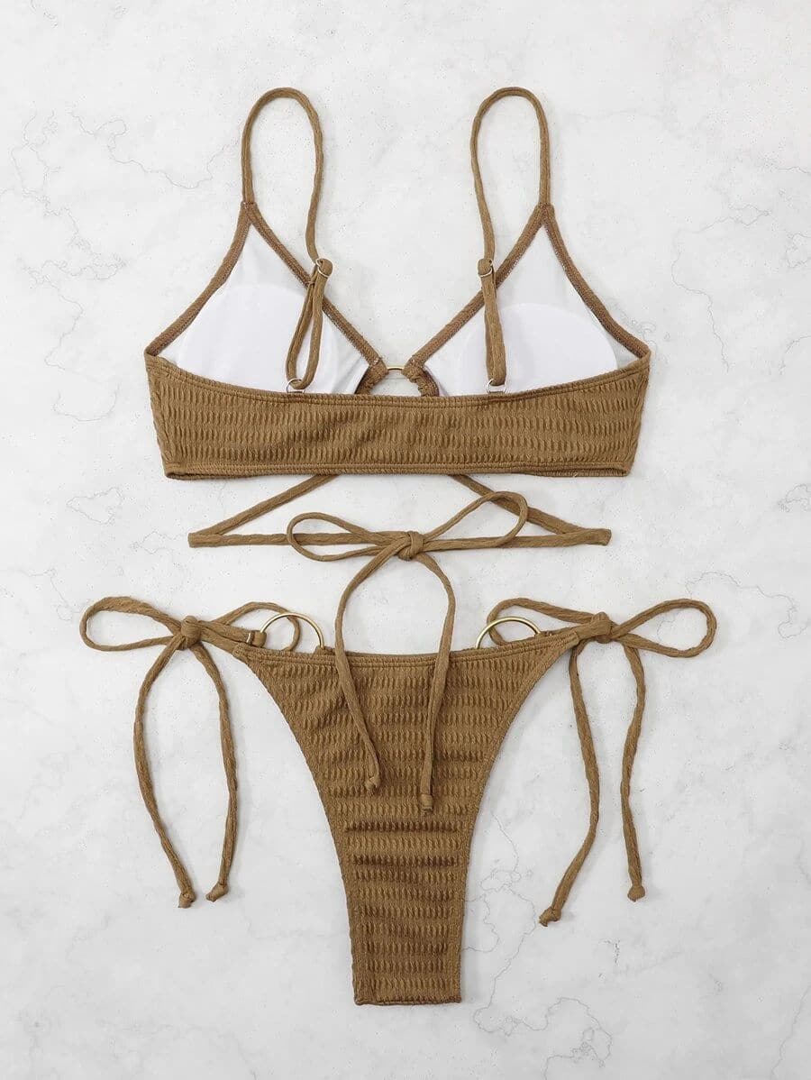 Kayan ninkaya na bikini masu kauri da aka yi da zobe mai kauri da aka yi da padded