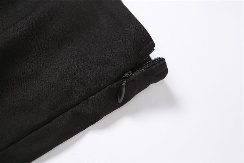 High waist zip up metal chain short pant - Halibuy