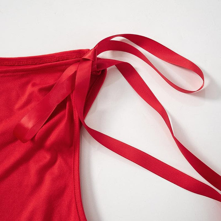 Self tie off shoulder solid irregular top